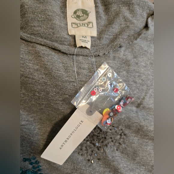 Anthropologie Embellished Gray Sweatshirt, Size Medium - Picture 6 of 6